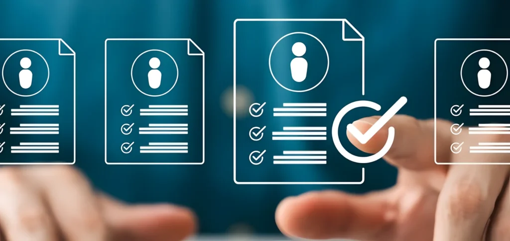 Digital document verification checklist with approval checkmark